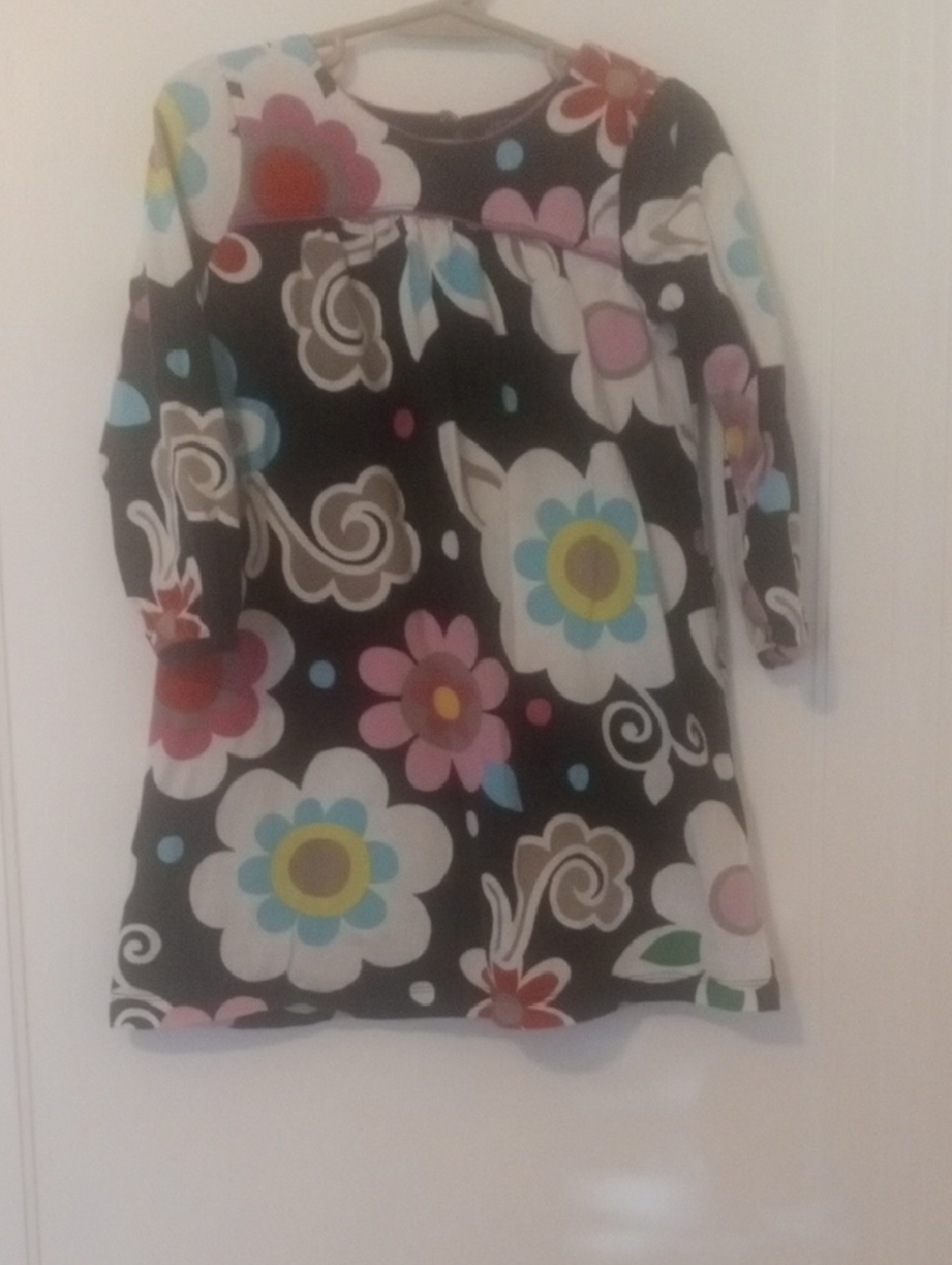 girl 4 black dress with colorful design